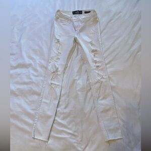 Hollister Ripped Low Rise Super Skinny Jeans in White
